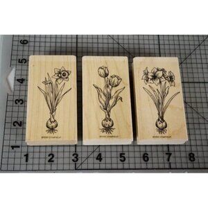 Stampin' Up! "Bulbs in Bloom" Wood Mounted Runner Stamp Set 1999 Vintage NEW